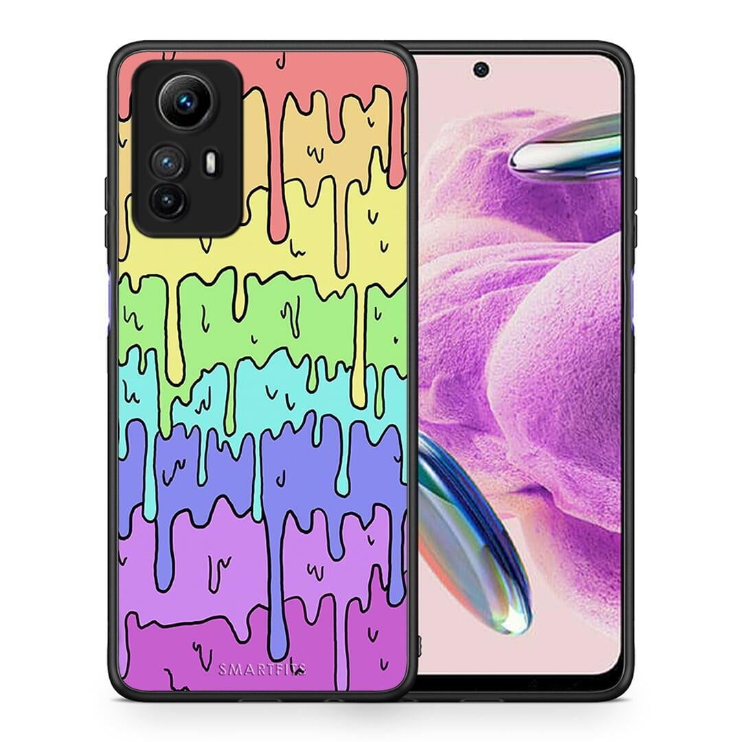 Θήκη Xiaomi Redmi Note 12S / Redmi K60 Pro Melting Rainbow από τη Smartfits με σχέδιο στο πίσω μέρος και μαύρο περίβλημα | Xiaomi Redmi Note 12S / Redmi K60 Pro Melting Rainbow Case with Colorful Back and Black Bezels