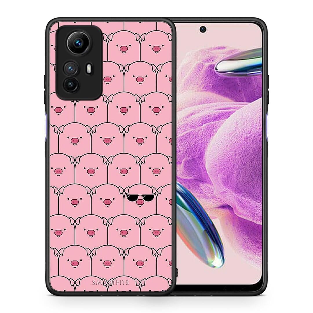 Θήκη Xiaomi Redmi Note 12S / Redmi K60 Pro Pig Glasses από τη Smartfits με σχέδιο στο πίσω μέρος και μαύρο περίβλημα | Xiaomi Redmi Note 12S / Redmi K60 Pro Pig Glasses Case with Colorful Back and Black Bezels