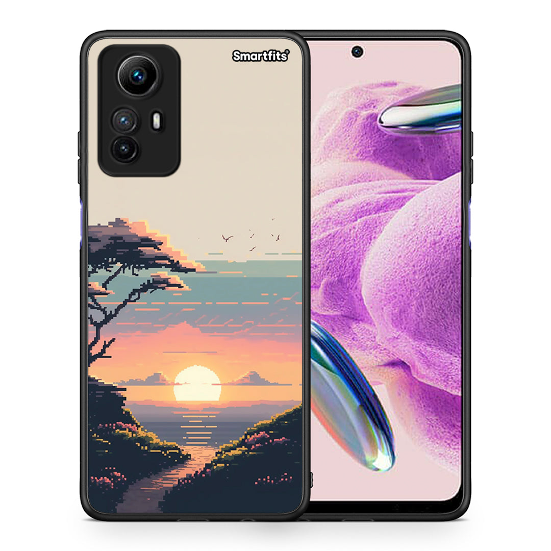 Θήκη Xiaomi Redmi Note 12S Pixel Sunset από τη Smartfits με σχέδιο στο πίσω μέρος και μαύρο περίβλημα | Xiaomi Redmi Note 12S Pixel Sunset Case with Colorful Back and Black Bezels