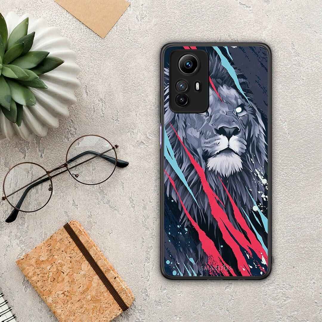 Θήκη Xiaomi Redmi Note 12S / Redmi K60 Pro PopArt Lion Designer από τη Smartfits με σχέδιο στο πίσω μέρος και μαύρο περίβλημα | Xiaomi Redmi Note 12S / Redmi K60 Pro PopArt Lion Designer Case with Colorful Back and Black Bezels