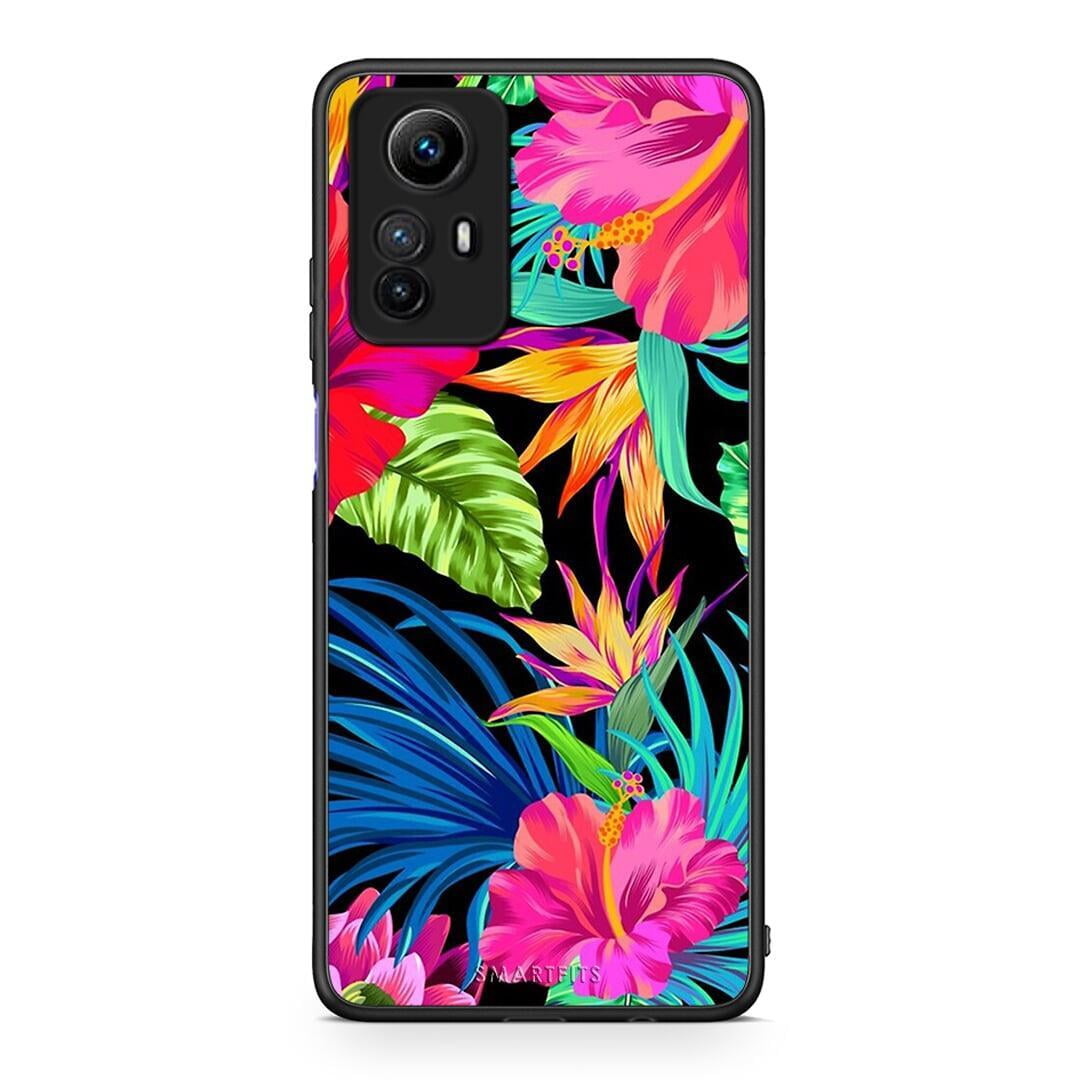 Θήκη Xiaomi Redmi Note 12S / Redmi K60 Pro Tropical Flowers από τη Smartfits με σχέδιο στο πίσω μέρος και μαύρο περίβλημα | Xiaomi Redmi Note 12S / Redmi K60 Pro Tropical Flowers Case with Colorful Back and Black Bezels