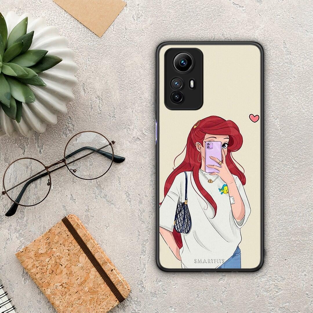 Θήκη Xiaomi Redmi Note 12S Walking Mermaid από τη Smartfits με σχέδιο στο πίσω μέρος και μαύρο περίβλημα | Xiaomi Redmi Note 12S Walking Mermaid Case with Colorful Back and Black Bezels