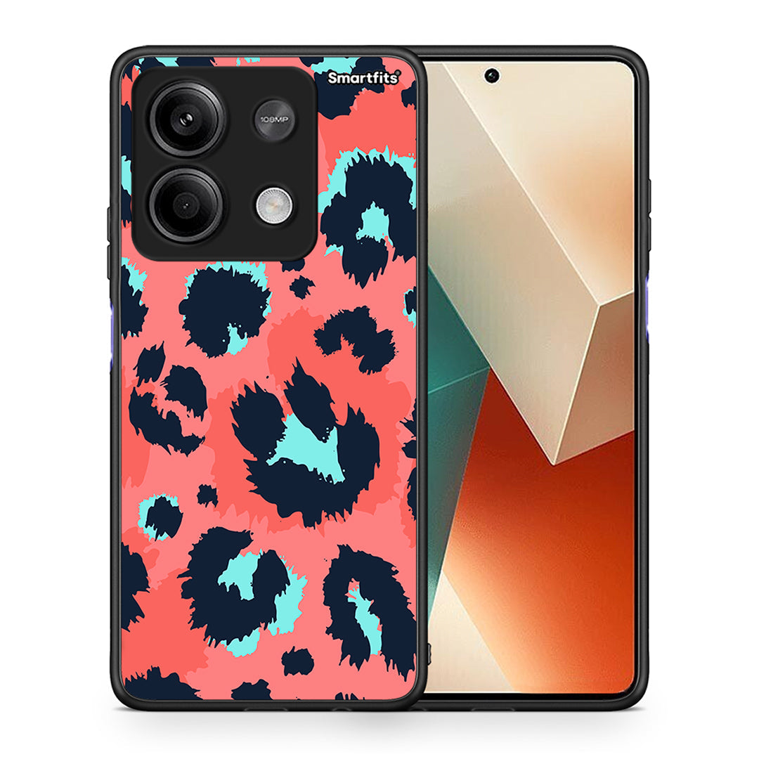 Θήκη Xiaomi Redmi Note 13 5G Pink Leopard Animal από τη Smartfits με σχέδιο στο πίσω μέρος και μαύρο περίβλημα | Xiaomi Redmi Note 13 5G Pink Leopard Animal case with colorful back and black bezels