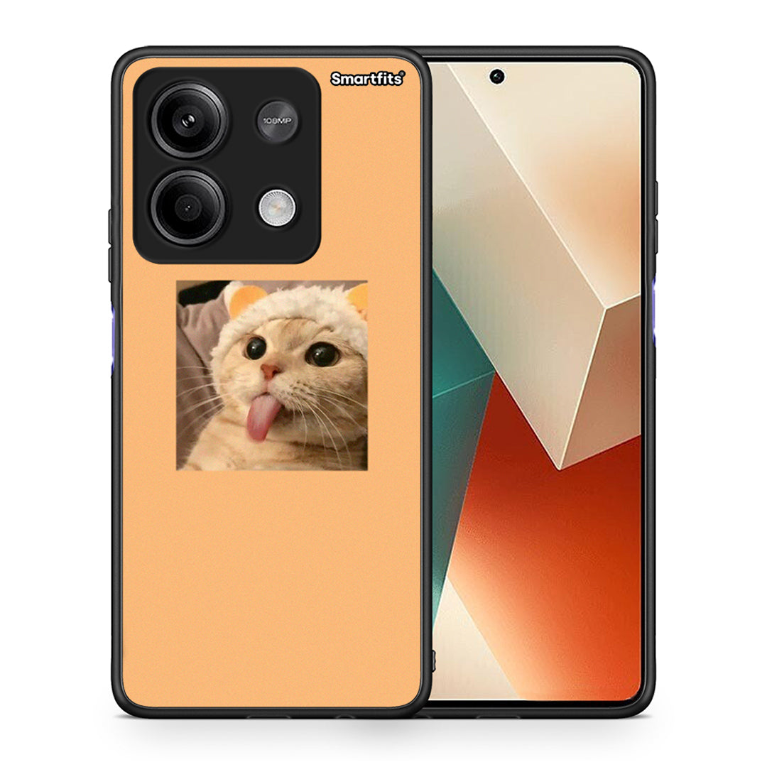 Θήκη Xiaomi Redmi Note 13 5G Cat Tongue από τη Smartfits με σχέδιο στο πίσω μέρος και μαύρο περίβλημα | Xiaomi Redmi Note 13 5G Cat Tongue case with colorful back and black bezels