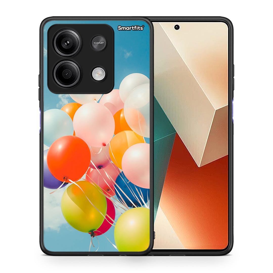 Θήκη Xiaomi Redmi Note 13 5G Colorful Balloons από τη Smartfits με σχέδιο στο πίσω μέρος και μαύρο περίβλημα | Xiaomi Redmi Note 13 5G Colorful Balloons case with colorful back and black bezels