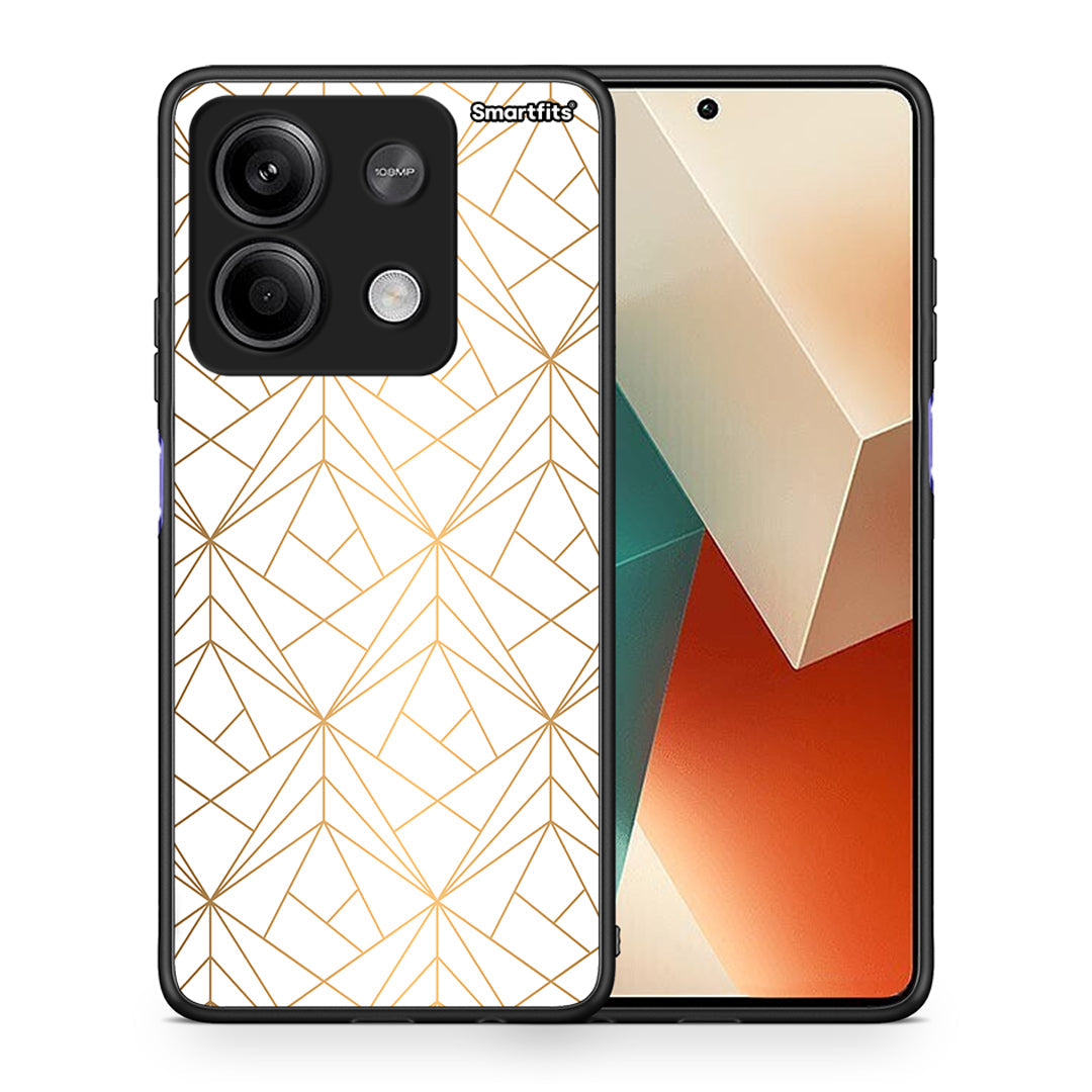 Θήκη Xiaomi Redmi Note 13 5G Luxury White Geometric από τη Smartfits με σχέδιο στο πίσω μέρος και μαύρο περίβλημα | Xiaomi Redmi Note 13 5G Luxury White Geometric case with colorful back and black bezels