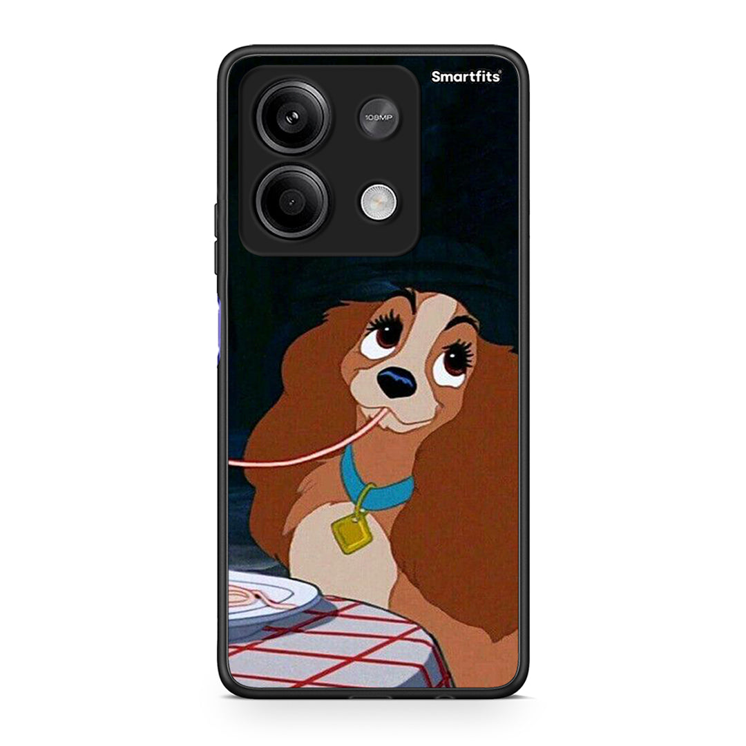 Xiaomi Redmi Note 13 5G Lady And Tramp 2 Θήκη Αγίου Βαλεντίνου από τη Smartfits με σχέδιο στο πίσω μέρος και μαύρο περίβλημα | Smartphone case with colorful back and black bezels by Smartfits