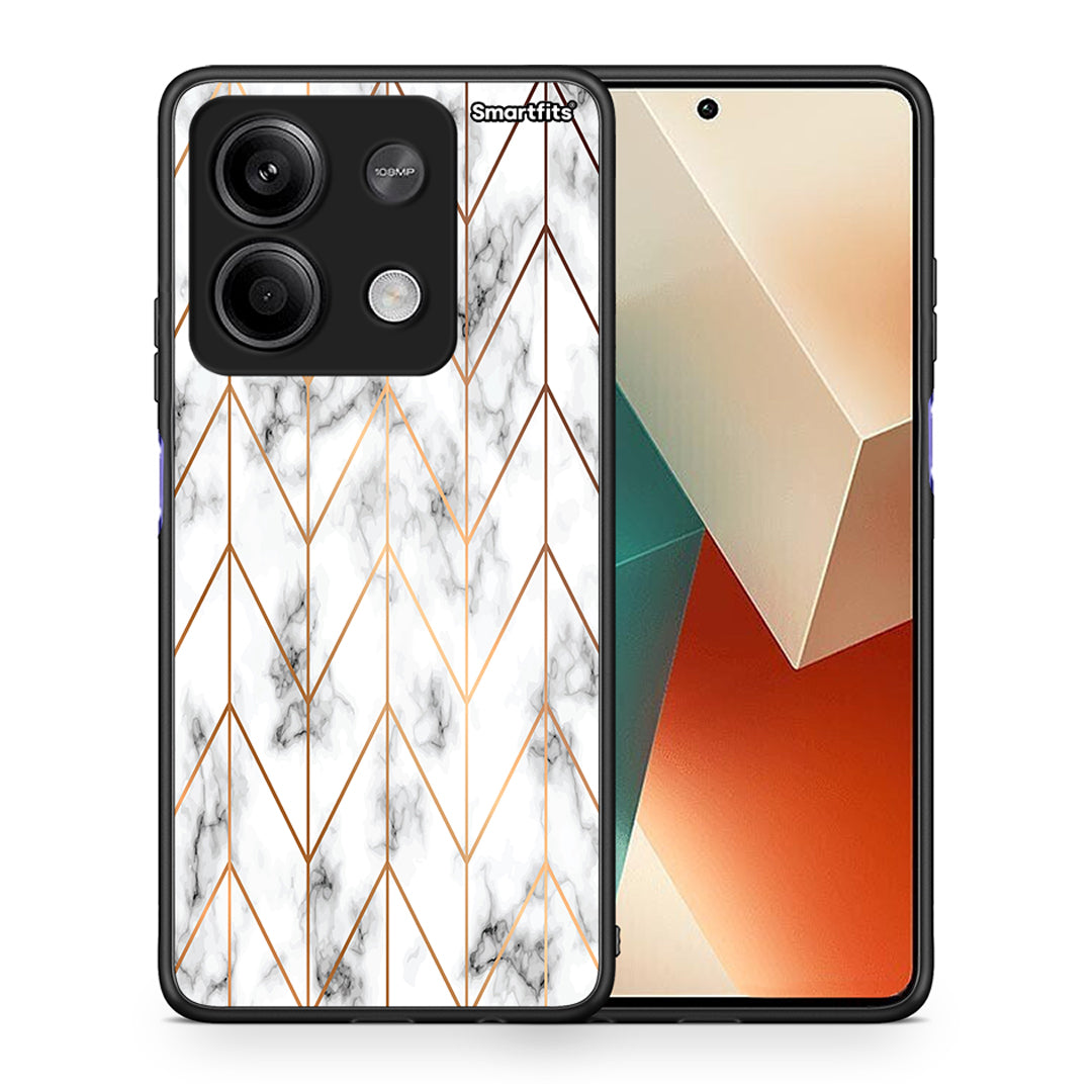 Θήκη Xiaomi Redmi Note 13 5G Gold Geometric Marble από τη Smartfits με σχέδιο στο πίσω μέρος και μαύρο περίβλημα | Xiaomi Redmi Note 13 5G Gold Geometric Marble case with colorful back and black bezels