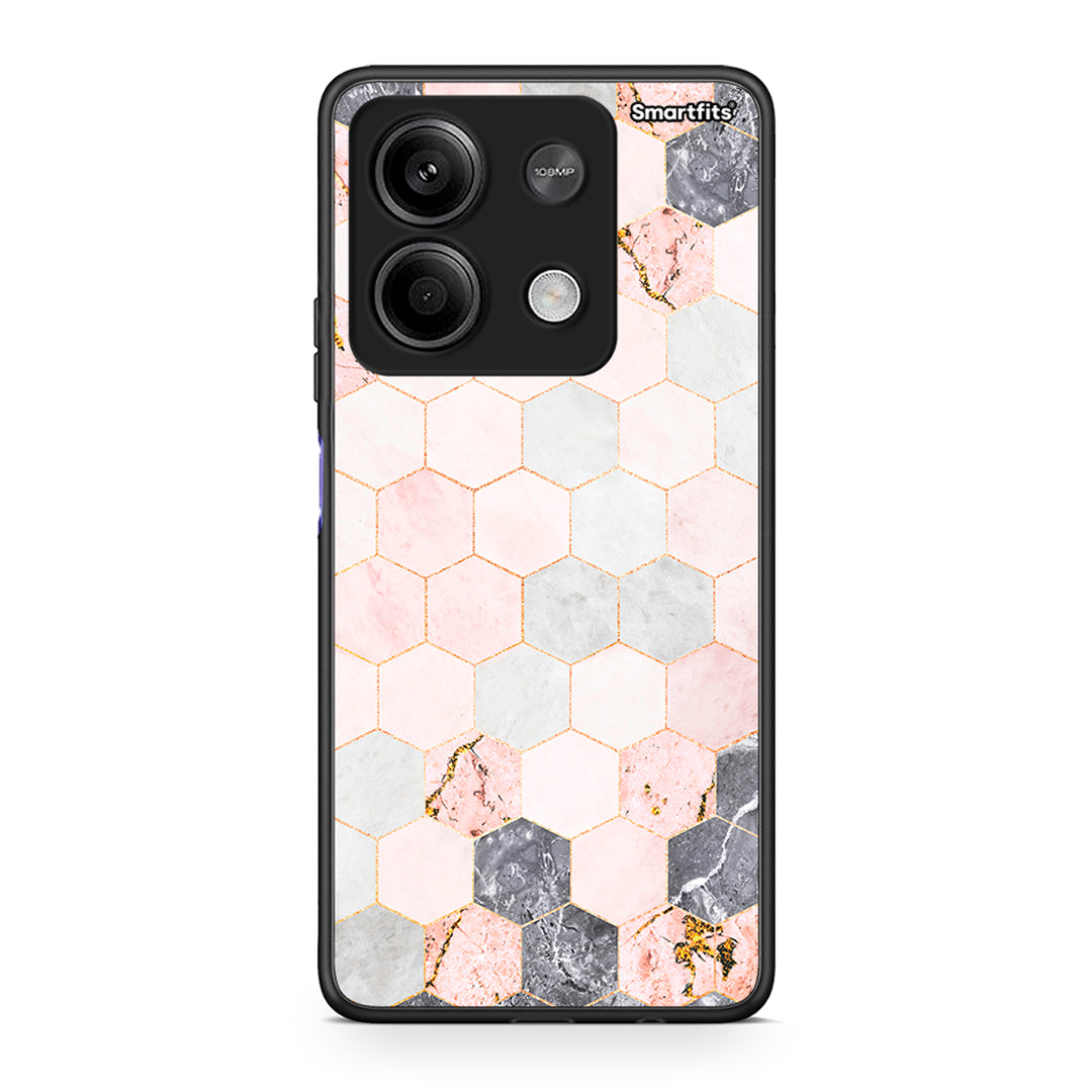 4 - Xiaomi Redmi Note 13 5G Hexagon Pink Marble case, cover, bumper