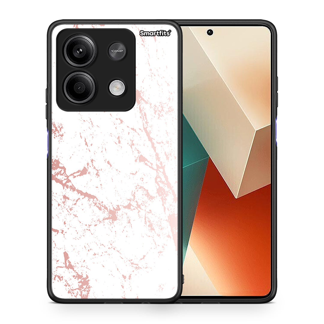 Θήκη Xiaomi Redmi Note 13 5G Pink Splash Marble από τη Smartfits με σχέδιο στο πίσω μέρος και μαύρο περίβλημα | Xiaomi Redmi Note 13 5G Pink Splash Marble case with colorful back and black bezels