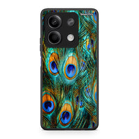 Thumbnail for Xiaomi Redmi Note 13 5G Real Peacock Feathers θήκη από τη Smartfits με σχέδιο στο πίσω μέρος και μαύρο περίβλημα | Smartphone case with colorful back and black bezels by Smartfits