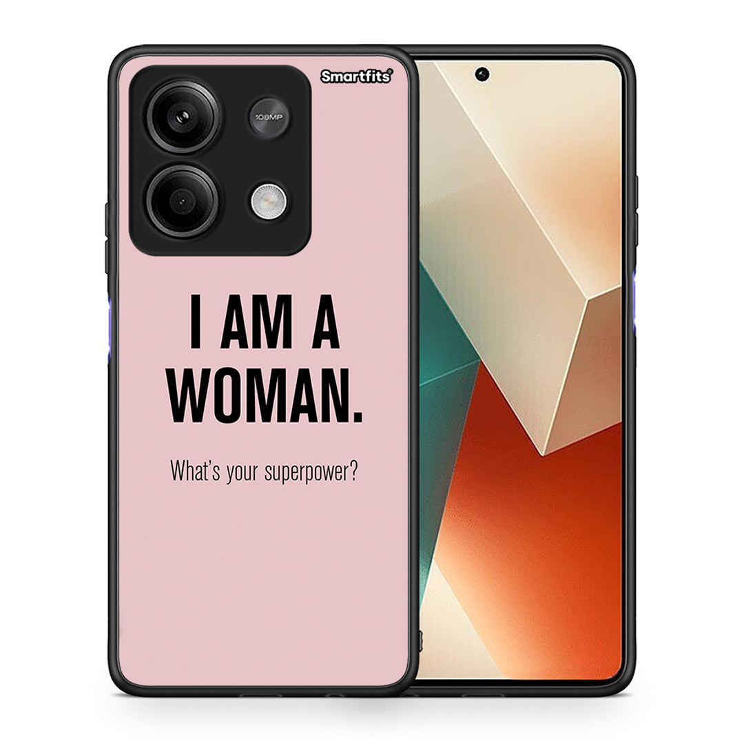 Θήκη Xiaomi Redmi Note 13 5G Superpower Woman από τη Smartfits με σχέδιο στο πίσω μέρος και μαύρο περίβλημα | Xiaomi Redmi Note 13 5G Superpower Woman case with colorful back and black bezels