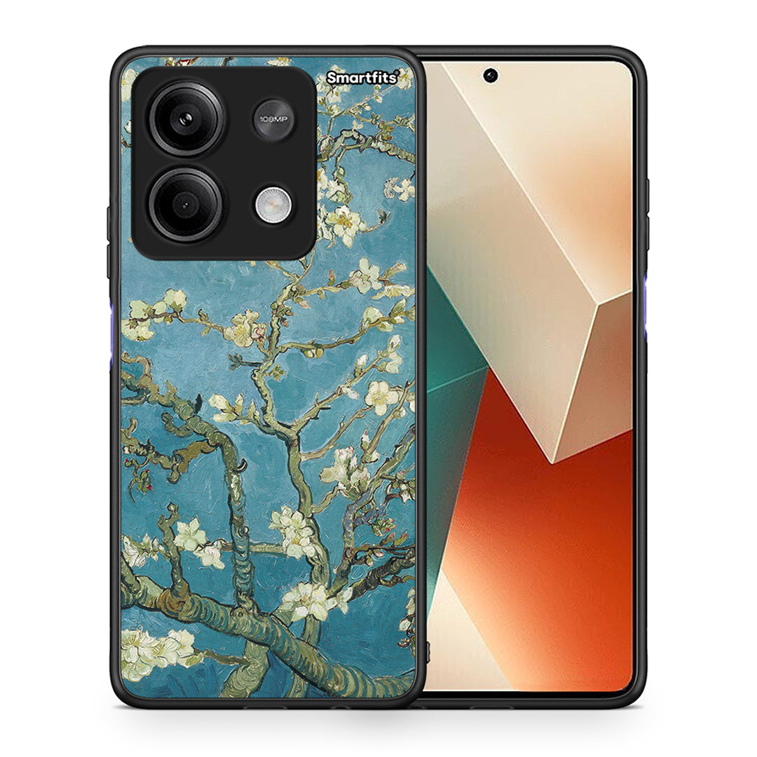 Θήκη Xiaomi Redmi Note 13 5G White Blossoms από τη Smartfits με σχέδιο στο πίσω μέρος και μαύρο περίβλημα | Xiaomi Redmi Note 13 5G White Blossoms case with colorful back and black bezels