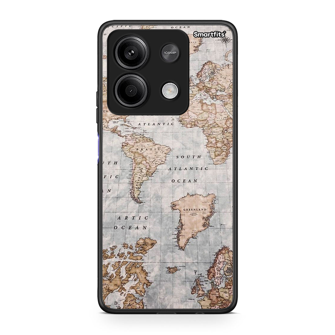 Xiaomi Redmi Note 13 5G World Map Θήκη από τη Smartfits με σχέδιο στο πίσω μέρος και μαύρο περίβλημα | Smartphone case with colorful back and black bezels by Smartfits