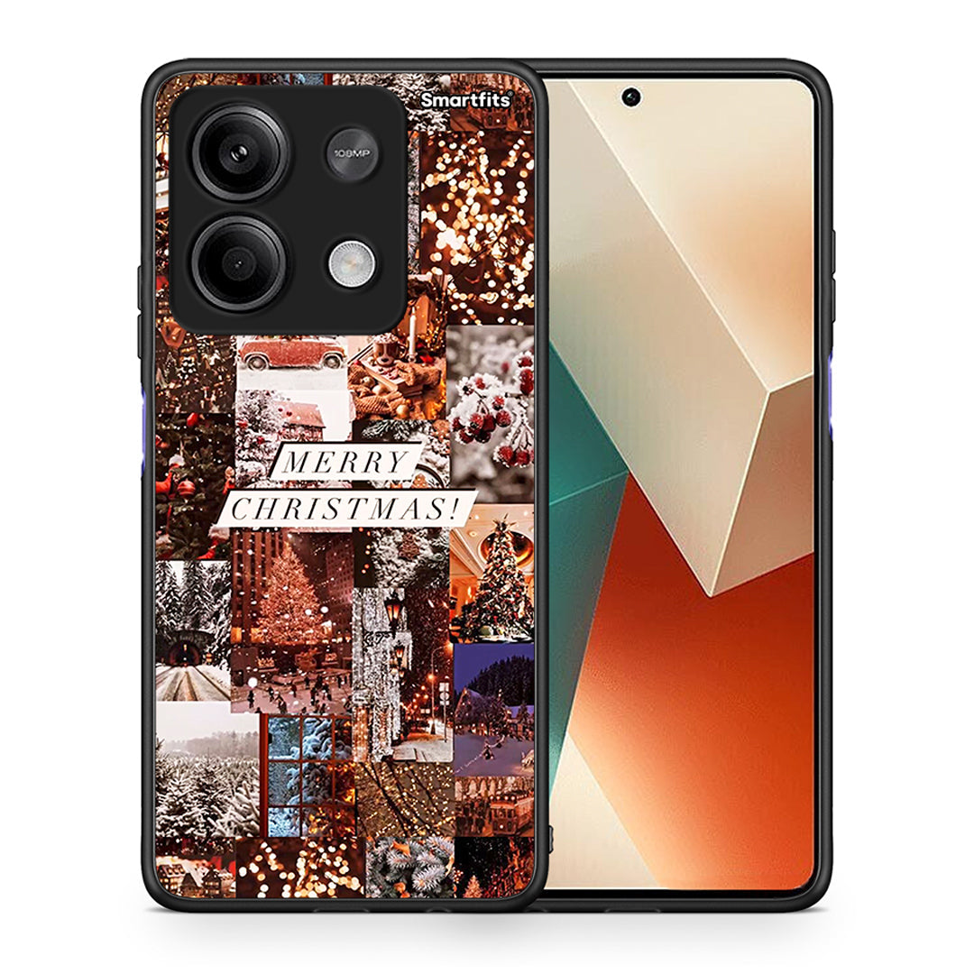 Θήκη Xiaomi Redmi Note 13 5G Xmas Collage από τη Smartfits με σχέδιο στο πίσω μέρος και μαύρο περίβλημα | Xiaomi Redmi Note 13 5G Xmas Collage case with colorful back and black bezels