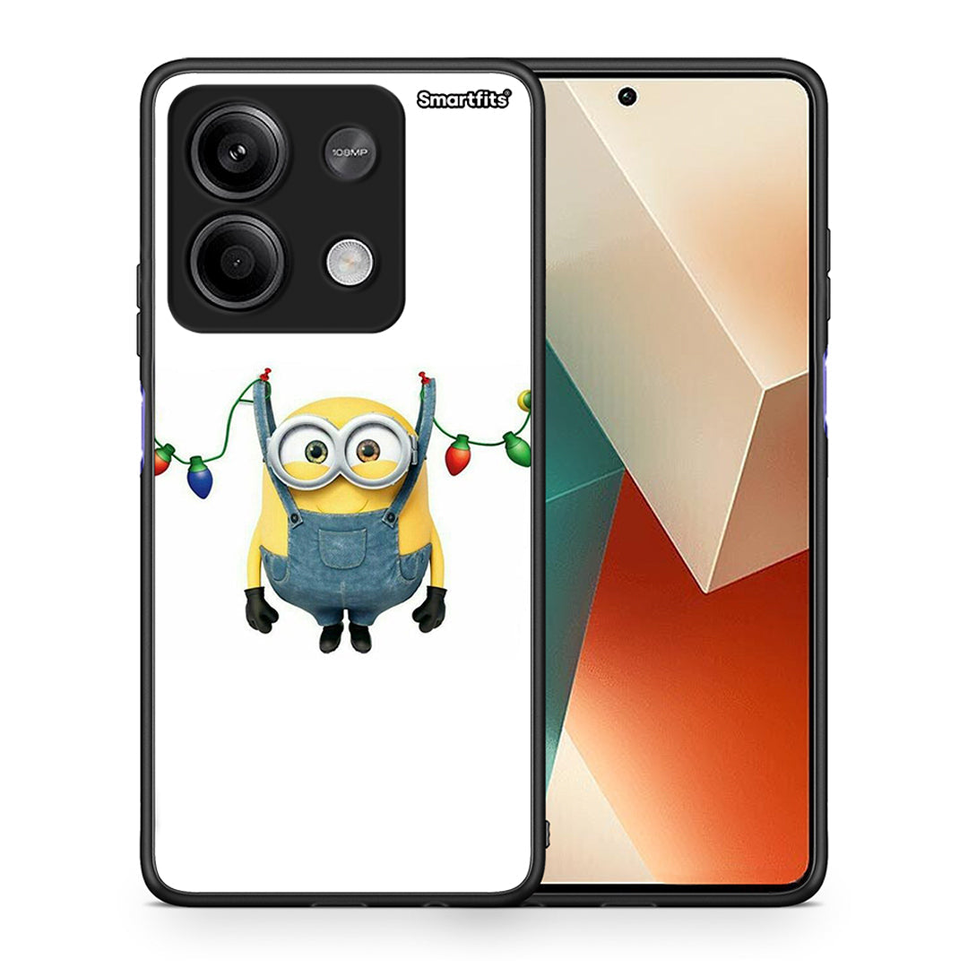 Θήκη Xiaomi Redmi Note 13 5G Xmas Minion Lights από τη Smartfits με σχέδιο στο πίσω μέρος και μαύρο περίβλημα | Xiaomi Redmi Note 13 5G Xmas Minion Lights case with colorful back and black bezels