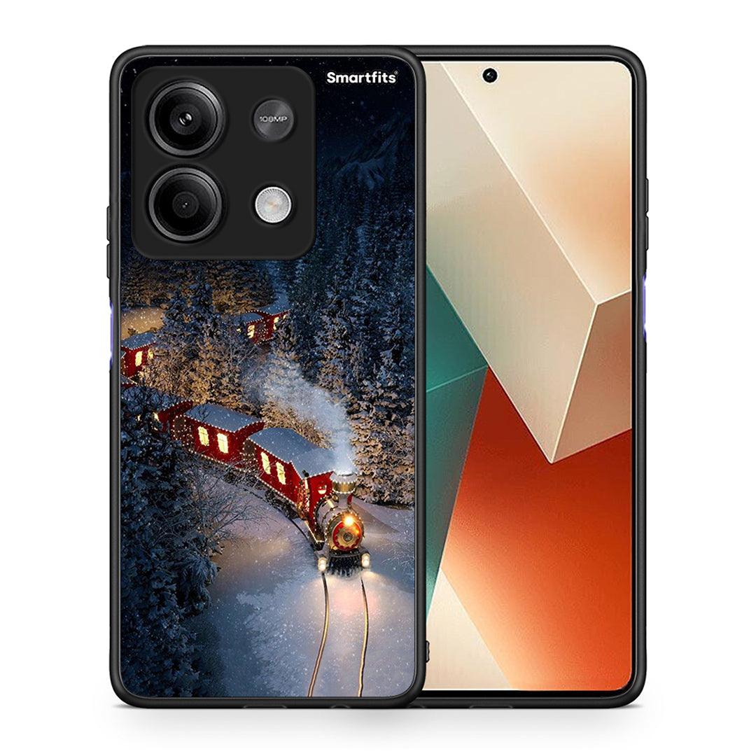 Θήκη Xiaomi Redmi Note 13 5G Xmas Train από τη Smartfits με σχέδιο στο πίσω μέρος και μαύρο περίβλημα | Xiaomi Redmi Note 13 5G Xmas Train case with colorful back and black bezels