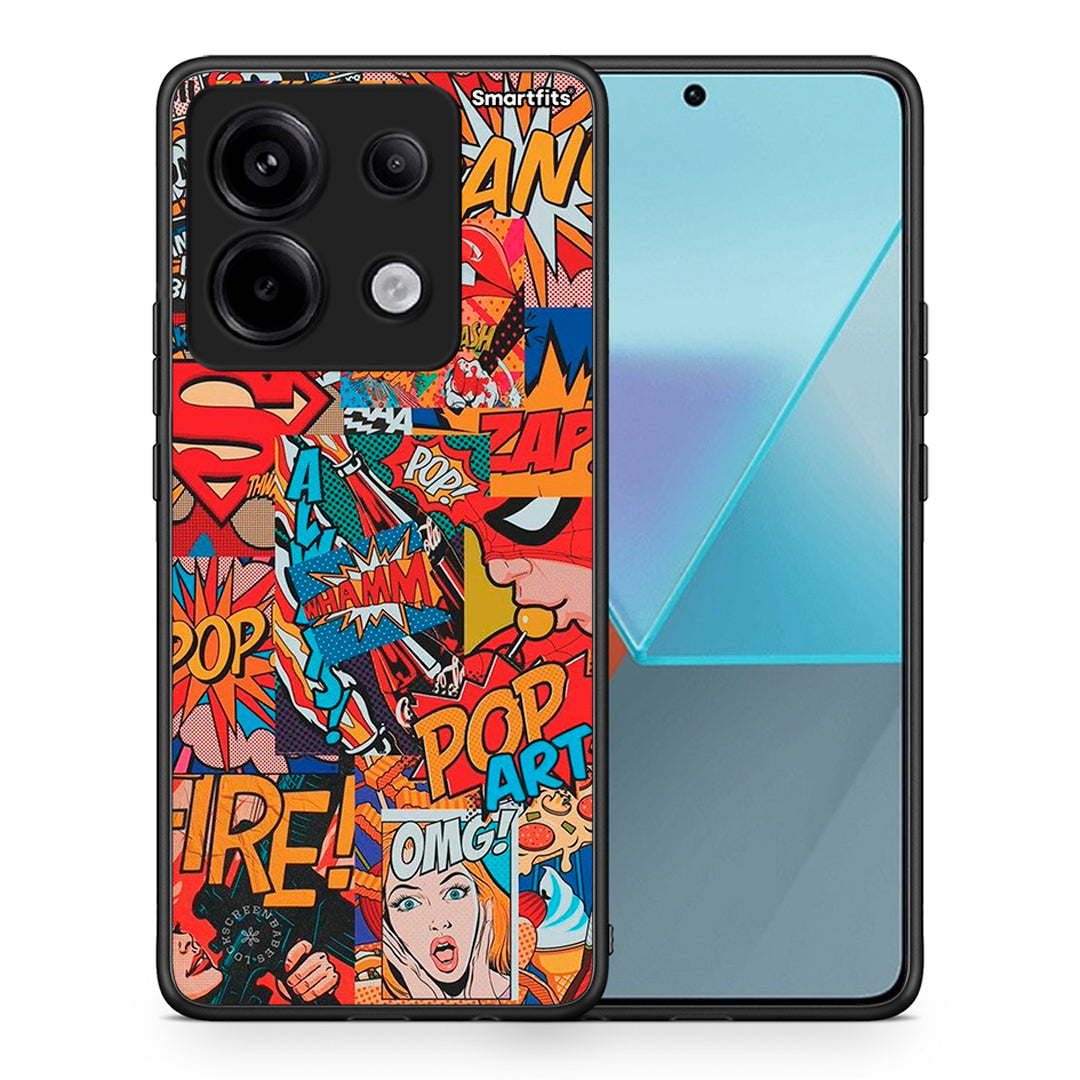 Θήκη Xiaomi Redmi Note 13 Pro 5G PopArt OMG από τη Smartfits με σχέδιο στο πίσω μέρος και μαύρο περίβλημα | Xiaomi Redmi Note 13 Pro 5G PopArt OMG case with colorful back and black bezels