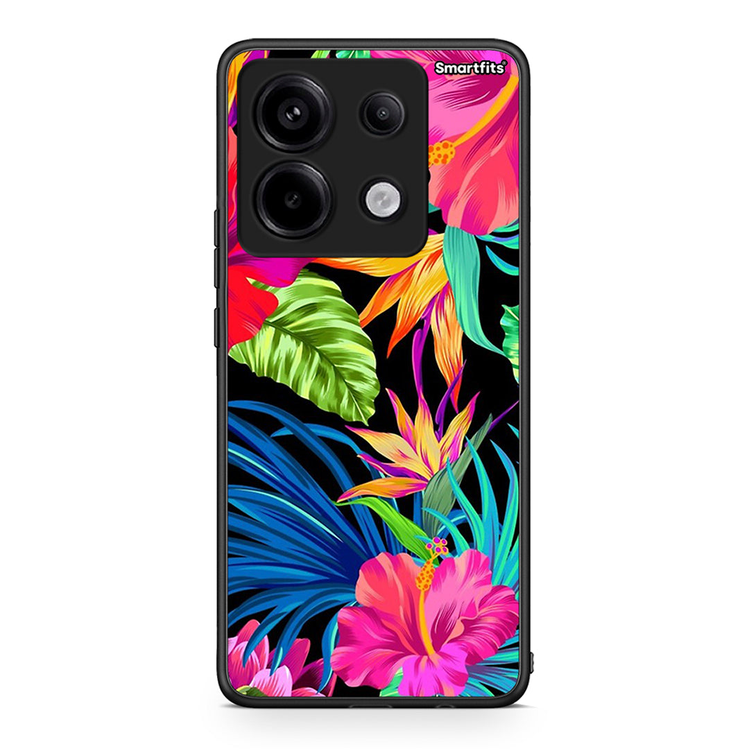 Xiaomi Redmi Note 13 Pro 5G Tropical Flowers θήκη από τη Smartfits με σχέδιο στο πίσω μέρος και μαύρο περίβλημα | Smartphone case with colorful back and black bezels by Smartfits