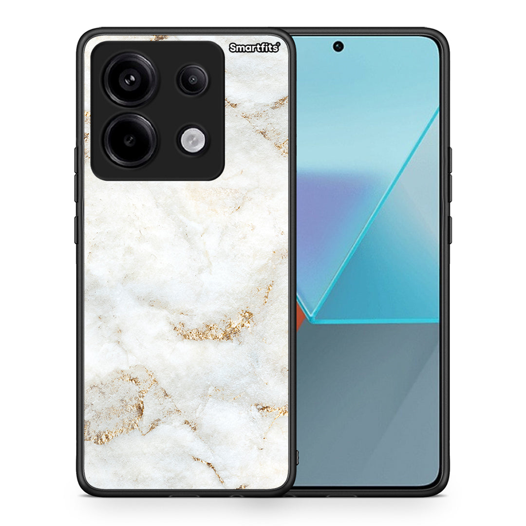 Θήκη Xiaomi Redmi Note 13 Pro 5G White Gold Marble από τη Smartfits με σχέδιο στο πίσω μέρος και μαύρο περίβλημα | Xiaomi Redmi Note 13 Pro 5G White Gold Marble case with colorful back and black bezels