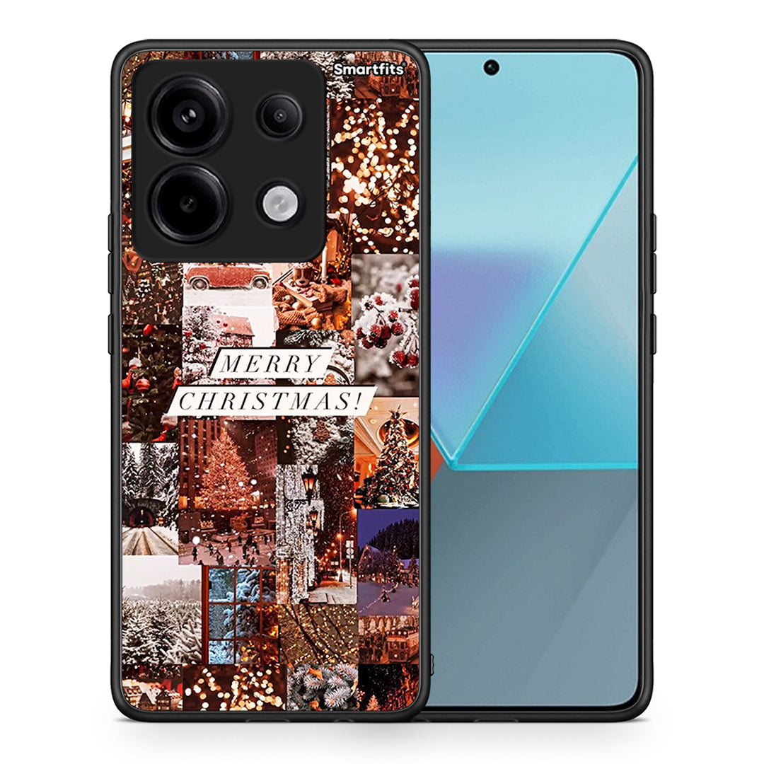 Θήκη Xiaomi Redmi Note 13 Pro 5G Xmas Collage από τη Smartfits με σχέδιο στο πίσω μέρος και μαύρο περίβλημα | Xiaomi Redmi Note 13 Pro 5G Xmas Collage case with colorful back and black bezels