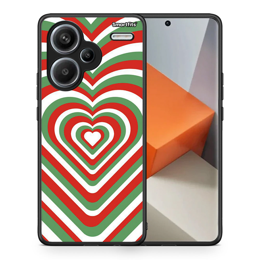 Θήκη Xiaomi Redmi Note 13 Pro Plus 5G Christmas Hearts από τη Smartfits με σχέδιο στο πίσω μέρος και μαύρο περίβλημα | Xiaomi Redmi Note 13 Pro Plus 5G Christmas Hearts case with colorful back and black bezels