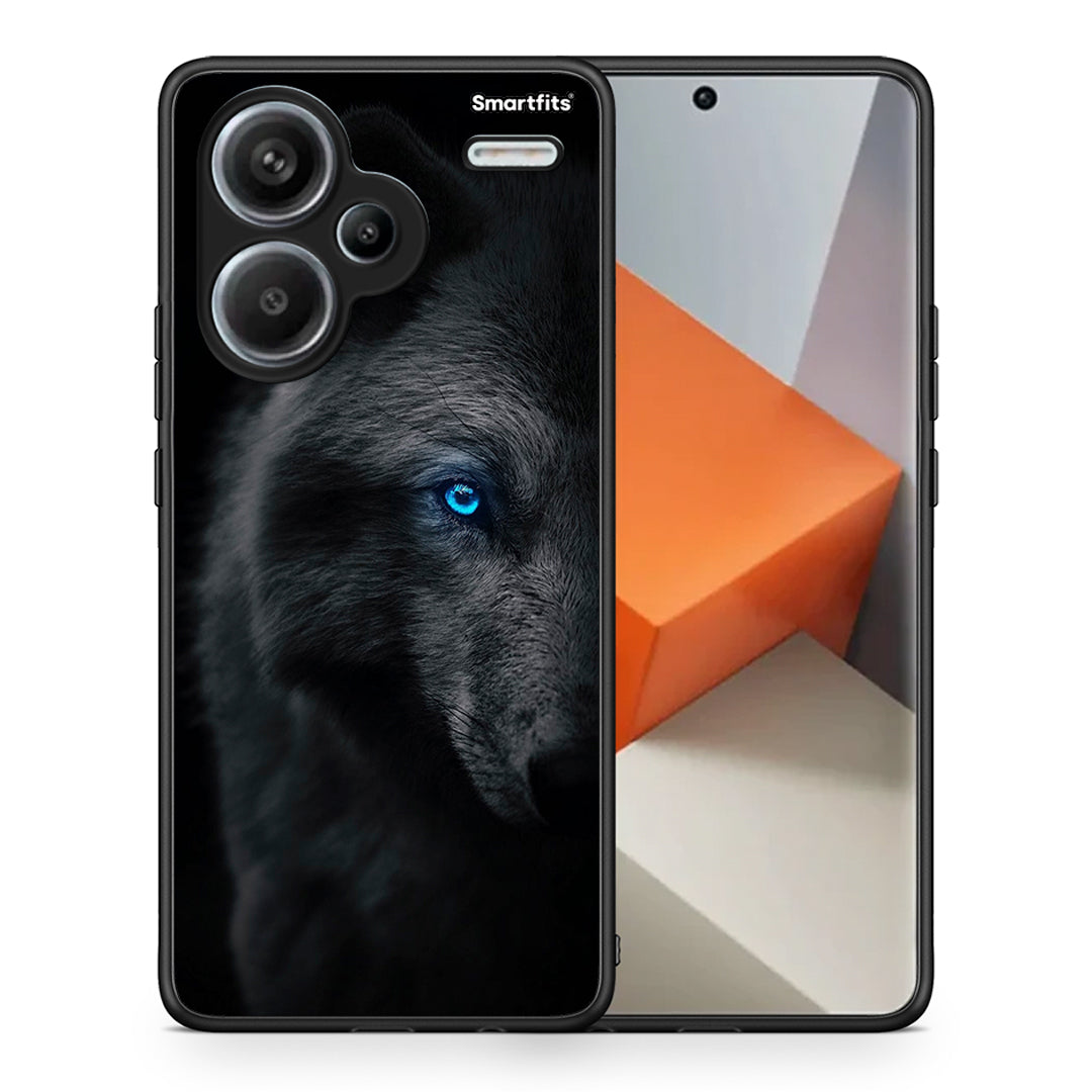 Θήκη Xiaomi Redmi Note 13 Pro Plus 5G Dark Wolf από τη Smartfits με σχέδιο στο πίσω μέρος και μαύρο περίβλημα | Xiaomi Redmi Note 13 Pro Plus 5G Dark Wolf case with colorful back and black bezels