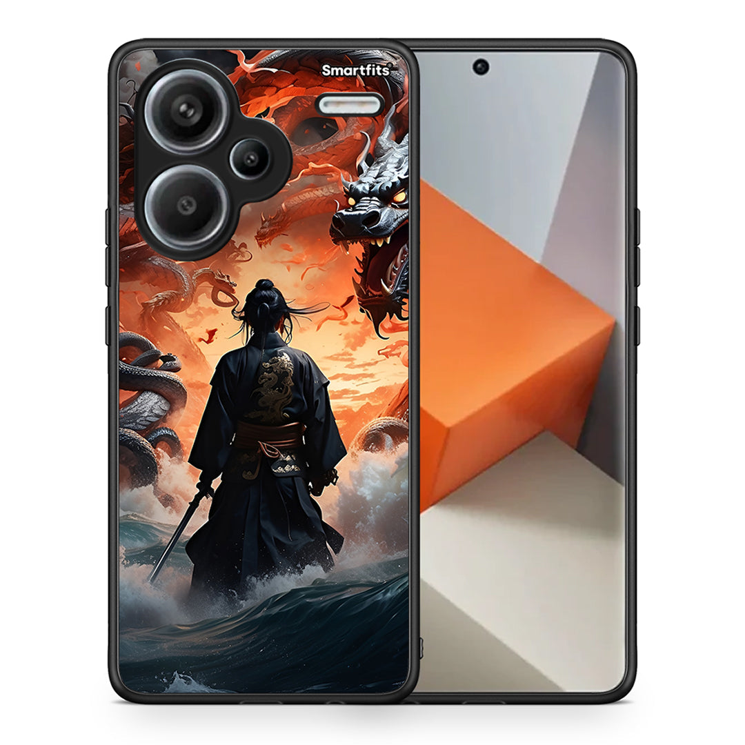 Θήκη Xiaomi Redmi Note 13 Pro Plus 5G Dragons Fight από τη Smartfits με σχέδιο στο πίσω μέρος και μαύρο περίβλημα | Xiaomi Redmi Note 13 Pro Plus 5G Dragons Fight case with colorful back and black bezels