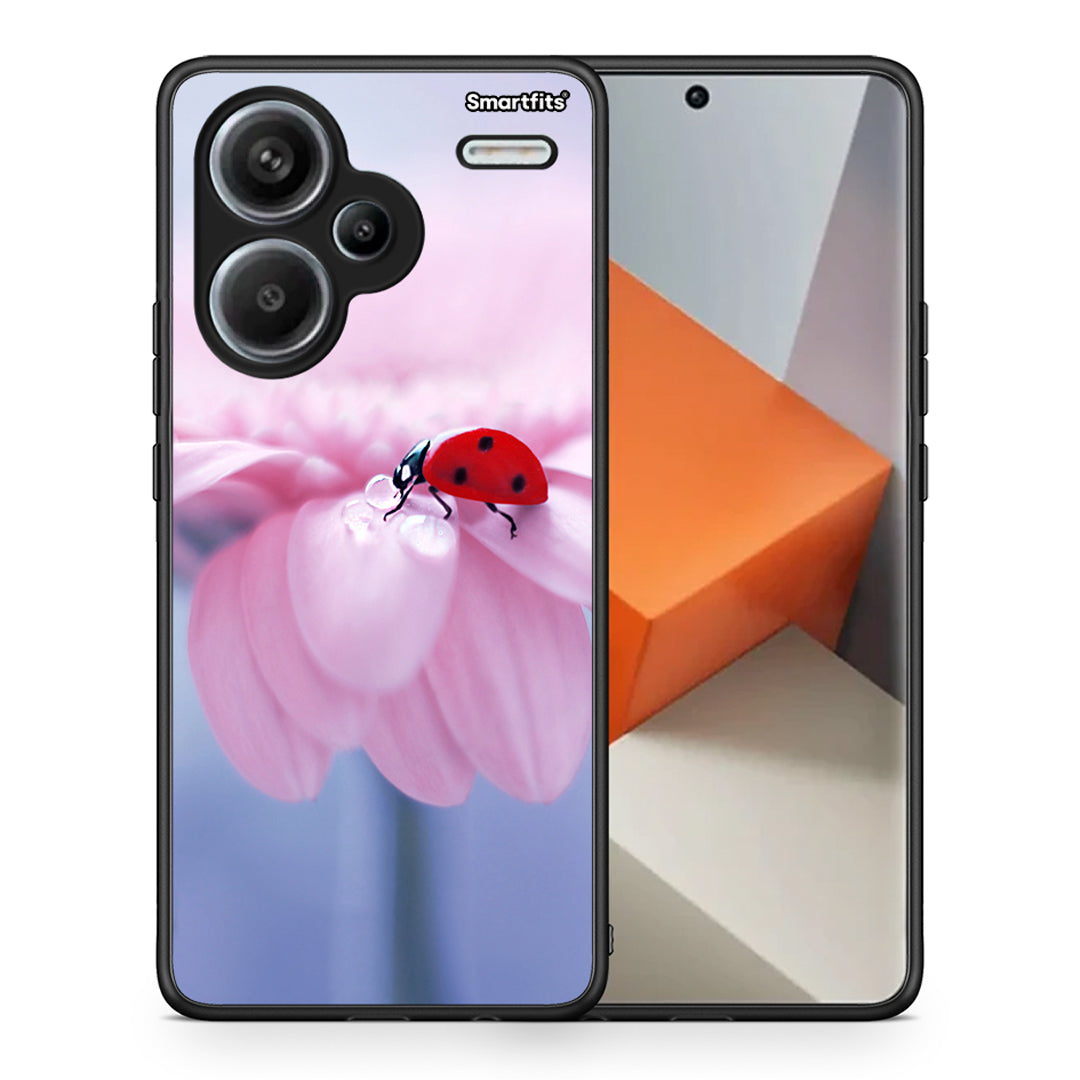 Θήκη Xiaomi Redmi Note 13 Pro Plus 5G Ladybug Flower από τη Smartfits με σχέδιο στο πίσω μέρος και μαύρο περίβλημα | Xiaomi Redmi Note 13 Pro Plus 5G Ladybug Flower case with colorful back and black bezels