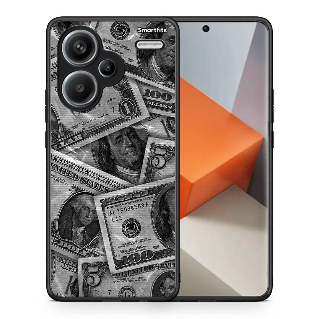 Θήκη Xiaomi Redmi Note 13 Pro Plus 5G Money Dollars από τη Smartfits με σχέδιο στο πίσω μέρος και μαύρο περίβλημα | Xiaomi Redmi Note 13 Pro Plus 5G Money Dollars case with colorful back and black bezels