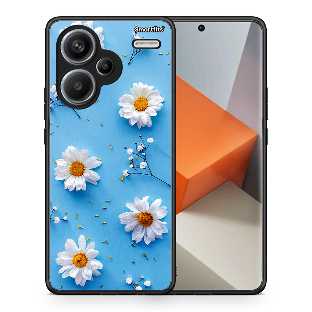 Θήκη Xiaomi Redmi Note 13 Pro Plus 5G Real Daisies από τη Smartfits με σχέδιο στο πίσω μέρος και μαύρο περίβλημα | Xiaomi Redmi Note 13 Pro Plus 5G Real Daisies case with colorful back and black bezels