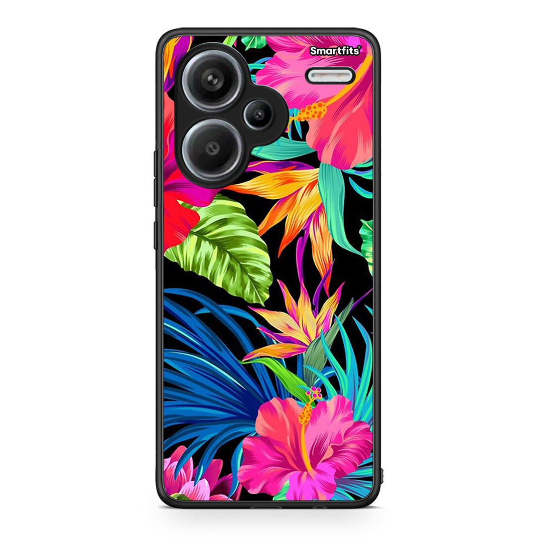 Xiaomi Redmi Note 13 Pro Plus 5G Tropical Flowers θήκη από τη Smartfits με σχέδιο στο πίσω μέρος και μαύρο περίβλημα | Smartphone case with colorful back and black bezels by Smartfits