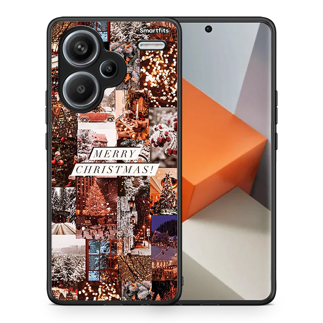 Θήκη Xiaomi Redmi Note 13 Pro Plus 5G Xmas Collage από τη Smartfits με σχέδιο στο πίσω μέρος και μαύρο περίβλημα | Xiaomi Redmi Note 13 Pro Plus 5G Xmas Collage case with colorful back and black bezels