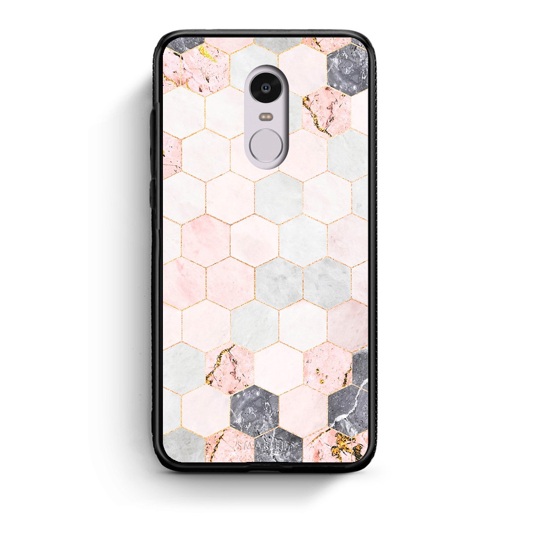 4 - Xiaomi Redmi Note 4/4X Hexagon Pink Marble case, cover, bumper