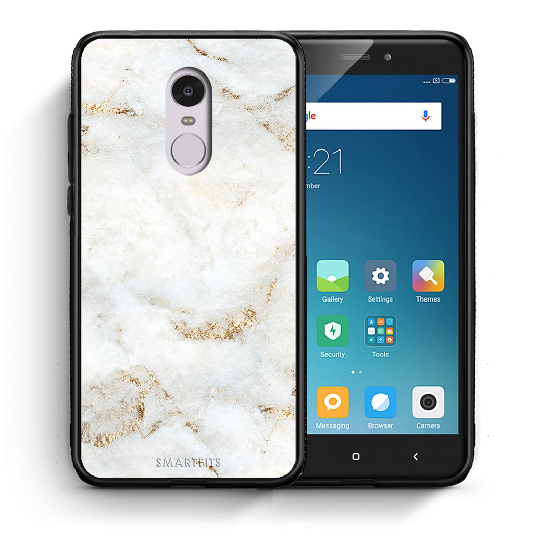 Θήκη Xiaomi Redmi Note 4/4X White Gold Marble από τη Smartfits με σχέδιο στο πίσω μέρος και μαύρο περίβλημα | Xiaomi Redmi Note 4/4X White Gold Marble case with colorful back and black bezels