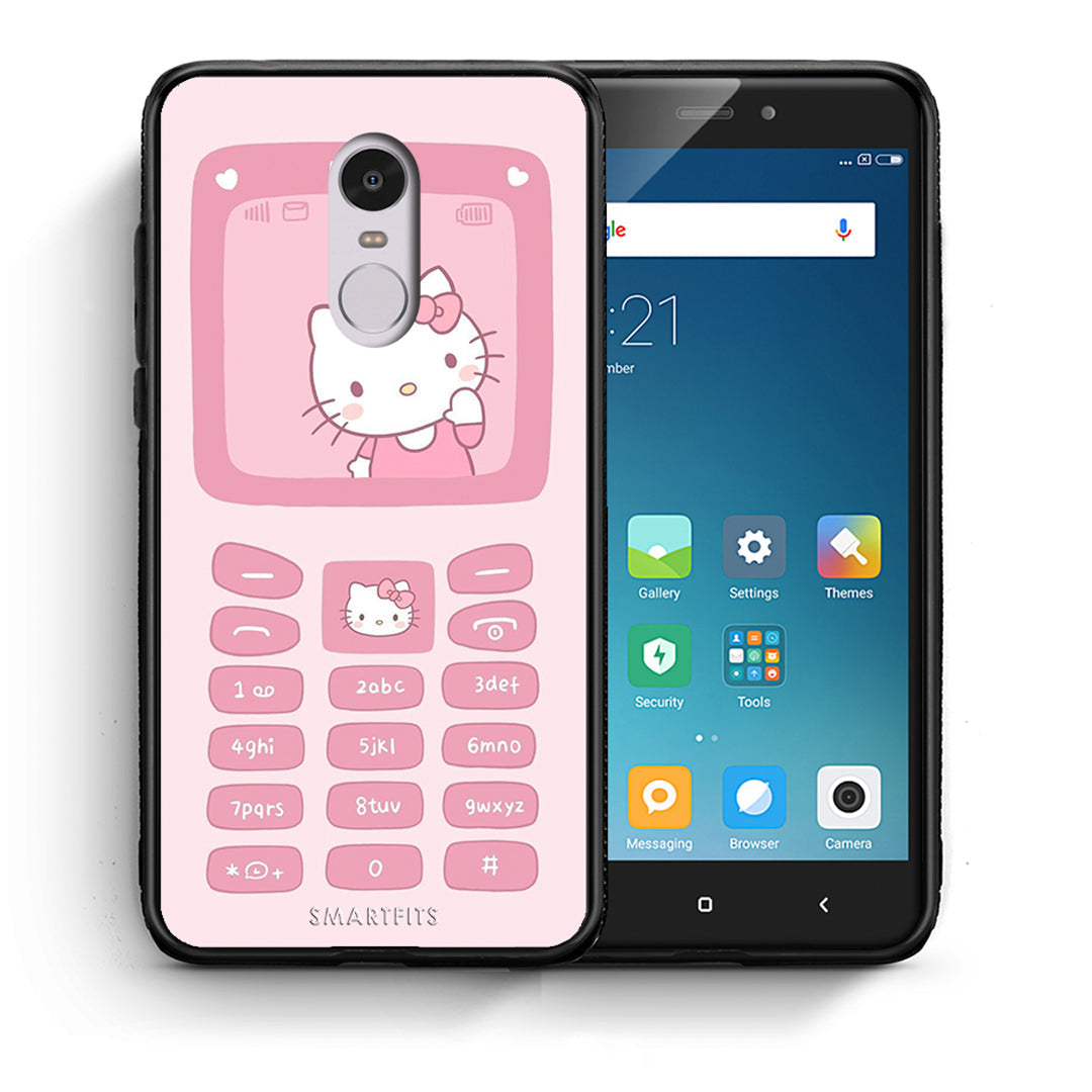 Θήκη Αγίου Βαλεντίνου Xiaomi Redmi 5 Hello Kitten από τη Smartfits με σχέδιο στο πίσω μέρος και μαύρο περίβλημα | Xiaomi Redmi 5 Hello Kitten case with colorful back and black bezels