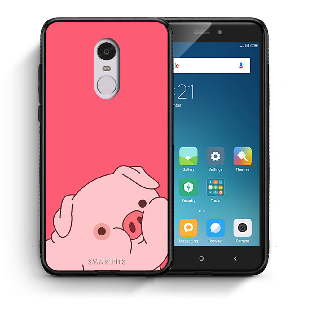Θήκη Αγίου Βαλεντίνου Xiaomi Redmi 5 Pig Love 1 από τη Smartfits με σχέδιο στο πίσω μέρος και μαύρο περίβλημα | Xiaomi Redmi 5 Pig Love 1 case with colorful back and black bezels