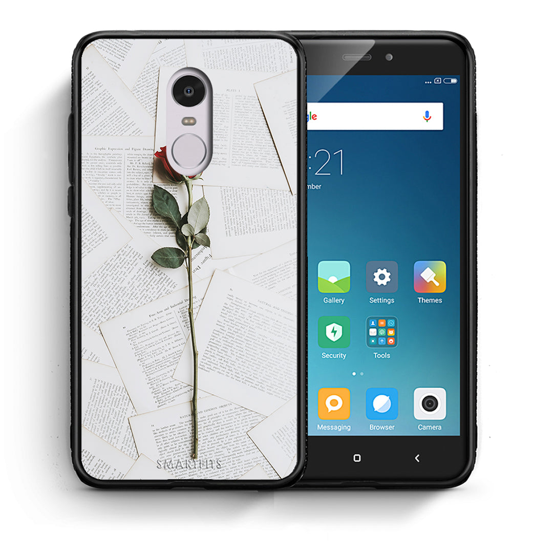 Θήκη Xiaomi Redmi Note 4/4X Red Rose από τη Smartfits με σχέδιο στο πίσω μέρος και μαύρο περίβλημα | Xiaomi Redmi Note 4/4X Red Rose case with colorful back and black bezels