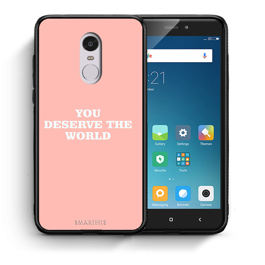 Θήκη Αγίου Βαλεντίνου Xiaomi Redmi 5 You Deserve The World από τη Smartfits με σχέδιο στο πίσω μέρος και μαύρο περίβλημα | Xiaomi Redmi 5 You Deserve The World case with colorful back and black bezels