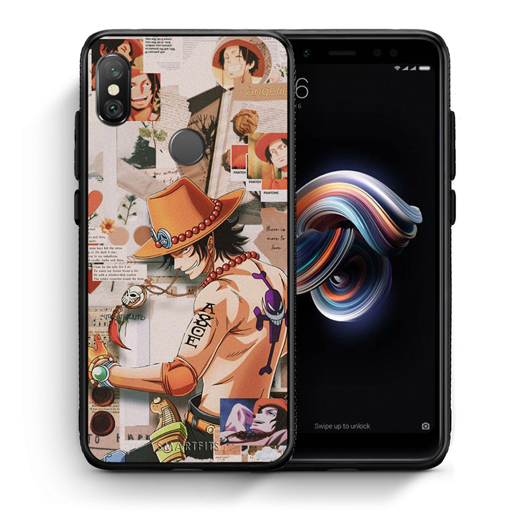 Θήκη Xiaomi Redmi Note 5 Anime Collage από τη Smartfits με σχέδιο στο πίσω μέρος και μαύρο περίβλημα | Xiaomi Redmi Note 5 Anime Collage case with colorful back and black bezels