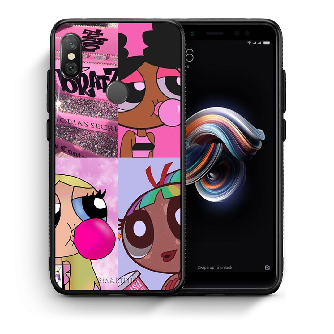 Θήκη Αγίου Βαλεντίνου Xiaomi Redmi Note 5 Bubble Girls από τη Smartfits με σχέδιο στο πίσω μέρος και μαύρο περίβλημα | Xiaomi Redmi Note 5 Bubble Girls case with colorful back and black bezels