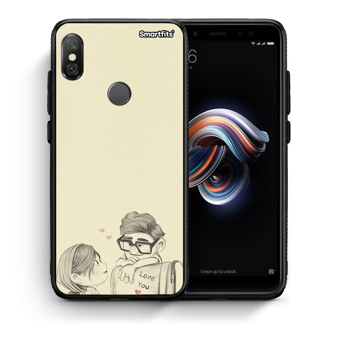 Θήκη Xiaomi Redmi Note 5 Carl And Ellie από τη Smartfits με σχέδιο στο πίσω μέρος και μαύρο περίβλημα | Xiaomi Redmi Note 5 Carl And Ellie case with colorful back and black bezels