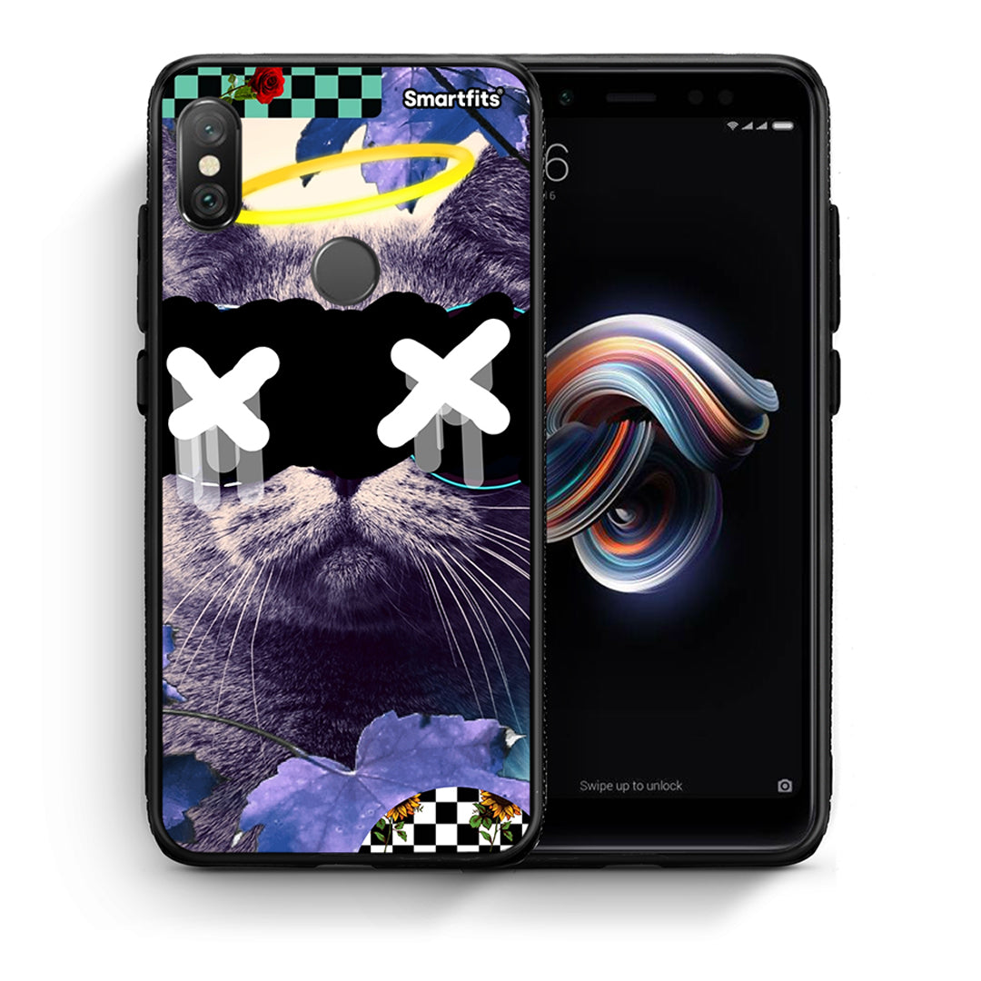 Θήκη Xiaomi Redmi Note 5 Cat Collage από τη Smartfits με σχέδιο στο πίσω μέρος και μαύρο περίβλημα | Xiaomi Redmi Note 5 Cat Collage case with colorful back and black bezels