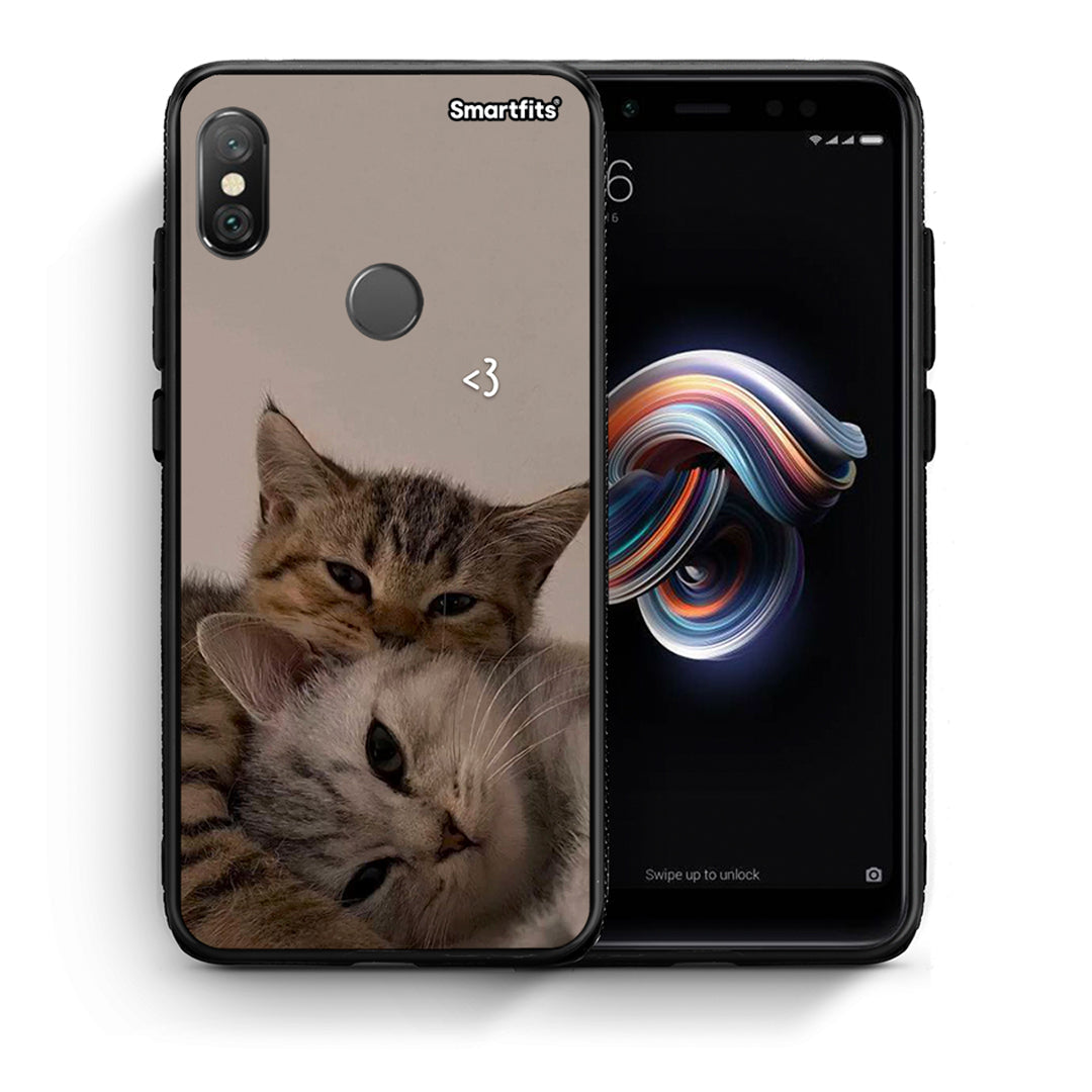 Θήκη Xiaomi Redmi Note 5 Cats In Love από τη Smartfits με σχέδιο στο πίσω μέρος και μαύρο περίβλημα | Xiaomi Redmi Note 5 Cats In Love case with colorful back and black bezels