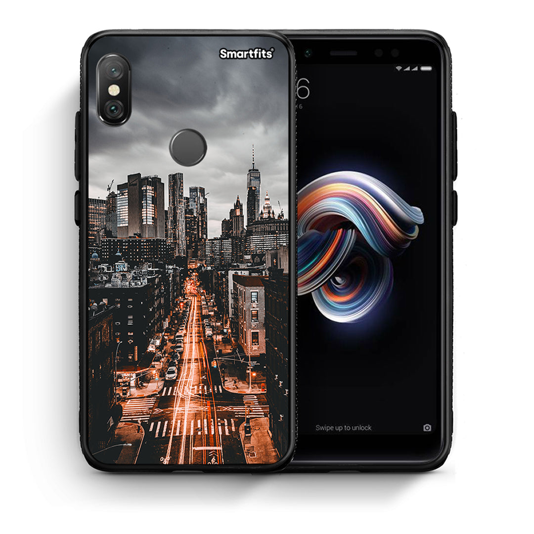 Θήκη Xiaomi Redmi Note 5 City Lights από τη Smartfits με σχέδιο στο πίσω μέρος και μαύρο περίβλημα | Xiaomi Redmi Note 5 City Lights case with colorful back and black bezels