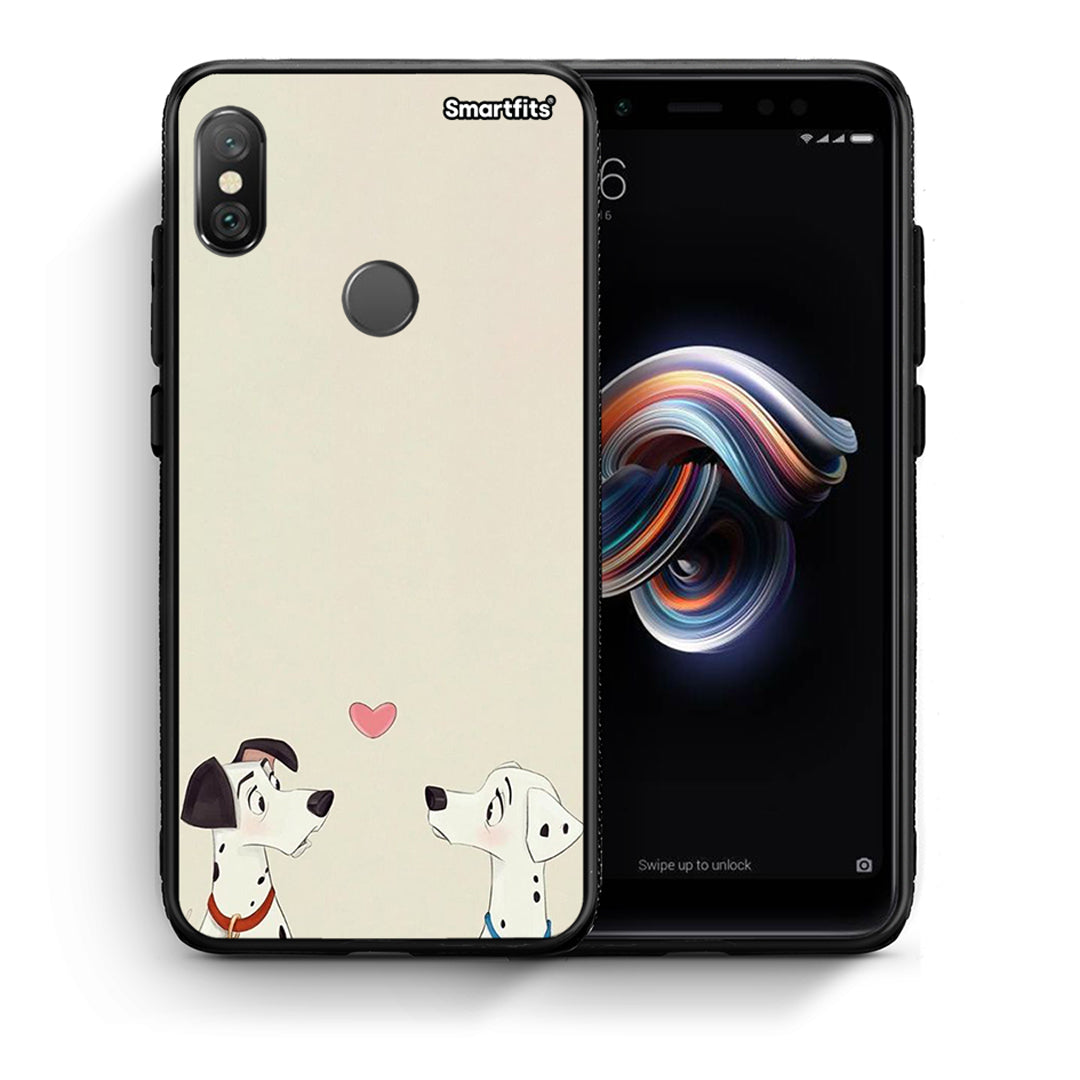 Θήκη Xiaomi Redmi Note 5 Dalmatians Love από τη Smartfits με σχέδιο στο πίσω μέρος και μαύρο περίβλημα | Xiaomi Redmi Note 5 Dalmatians Love case with colorful back and black bezels