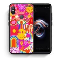 Thumbnail for Θήκη Xiaomi Redmi Note 5 Hippie Love από τη Smartfits με σχέδιο στο πίσω μέρος και μαύρο περίβλημα | Xiaomi Redmi Note 5 Hippie Love case with colorful back and black bezels