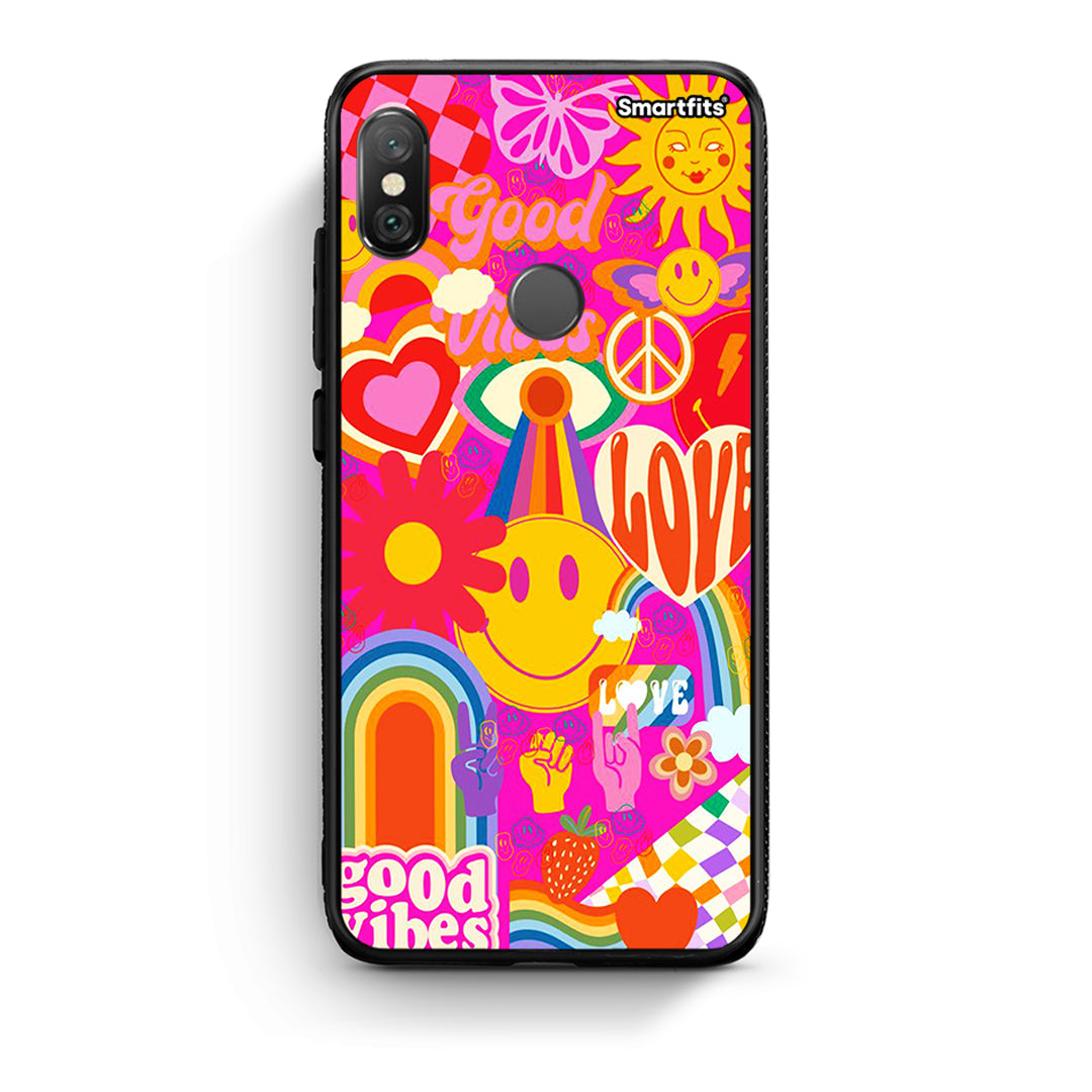 Xiaomi Redmi Note 5 Hippie Love θήκη από τη Smartfits με σχέδιο στο πίσω μέρος και μαύρο περίβλημα | Smartphone case with colorful back and black bezels by Smartfits