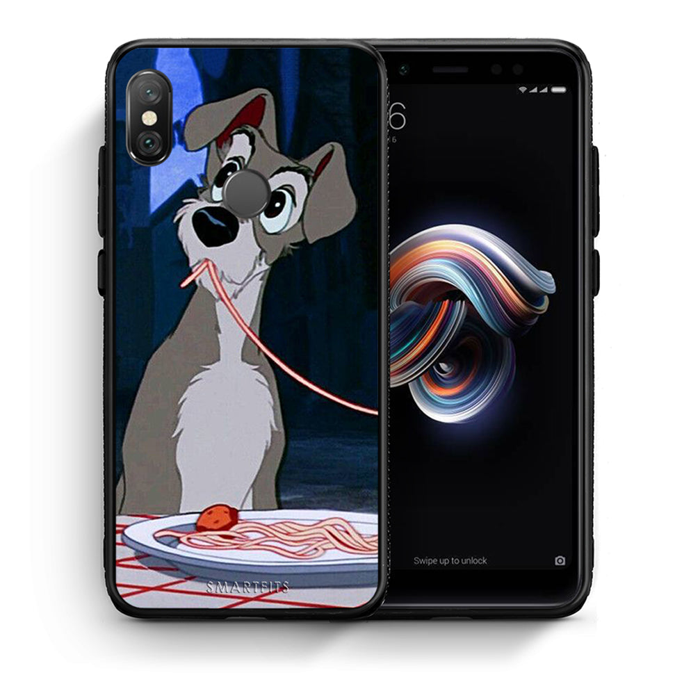 Θήκη Αγίου Βαλεντίνου Xiaomi Redmi Note 5 Lady And Tramp 1 από τη Smartfits με σχέδιο στο πίσω μέρος και μαύρο περίβλημα | Xiaomi Redmi Note 5 Lady And Tramp 1 case with colorful back and black bezels