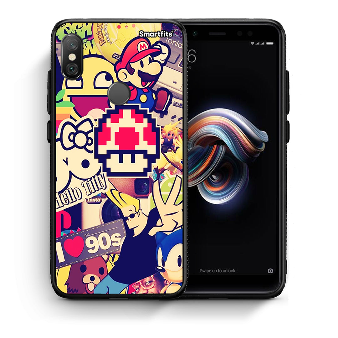 Θήκη Xiaomi Redmi Note 5 Love The 90s από τη Smartfits με σχέδιο στο πίσω μέρος και μαύρο περίβλημα | Xiaomi Redmi Note 5 Love The 90s case with colorful back and black bezels